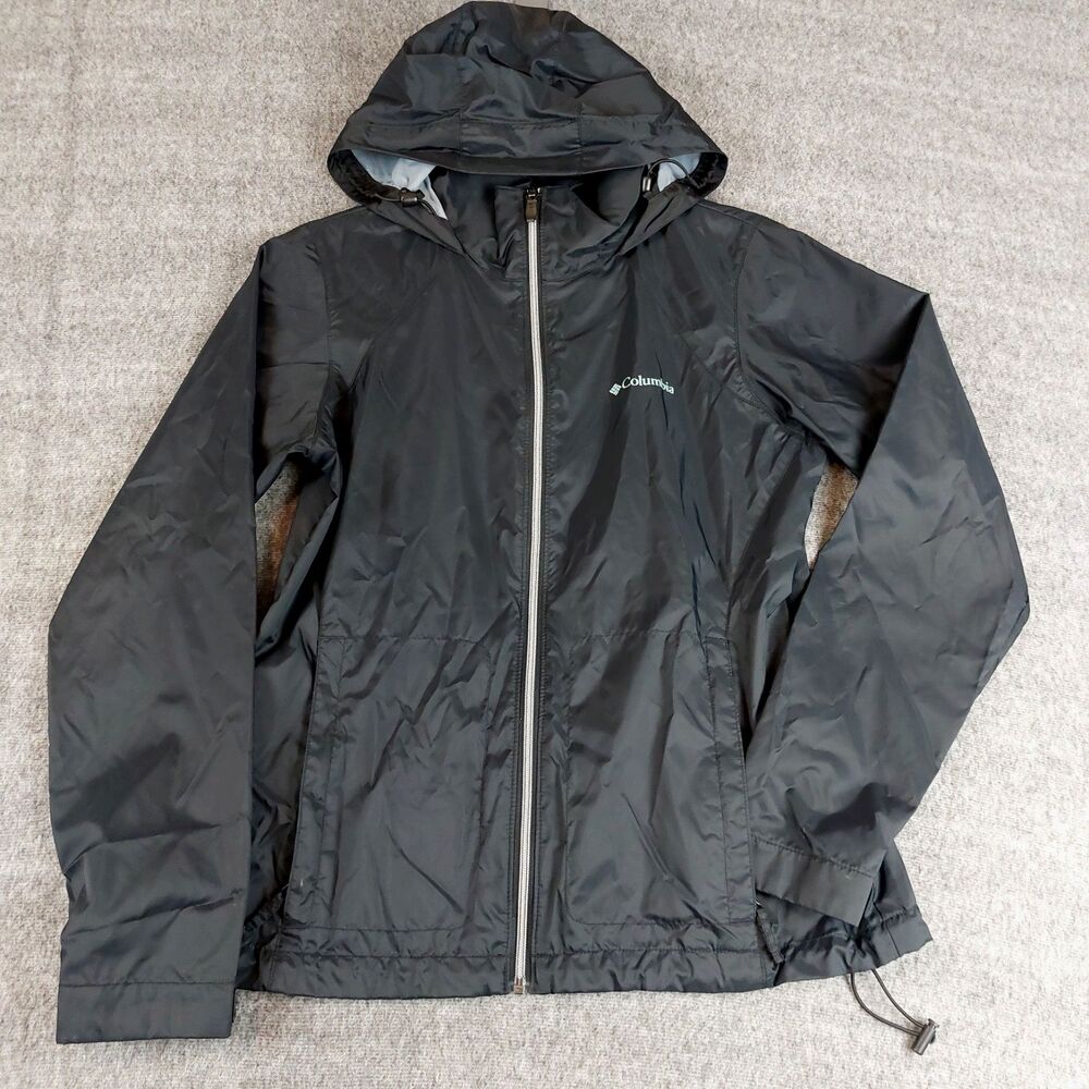 Columbia Switchback III Jacket Women's Size Med Black Hooded Packable Rain